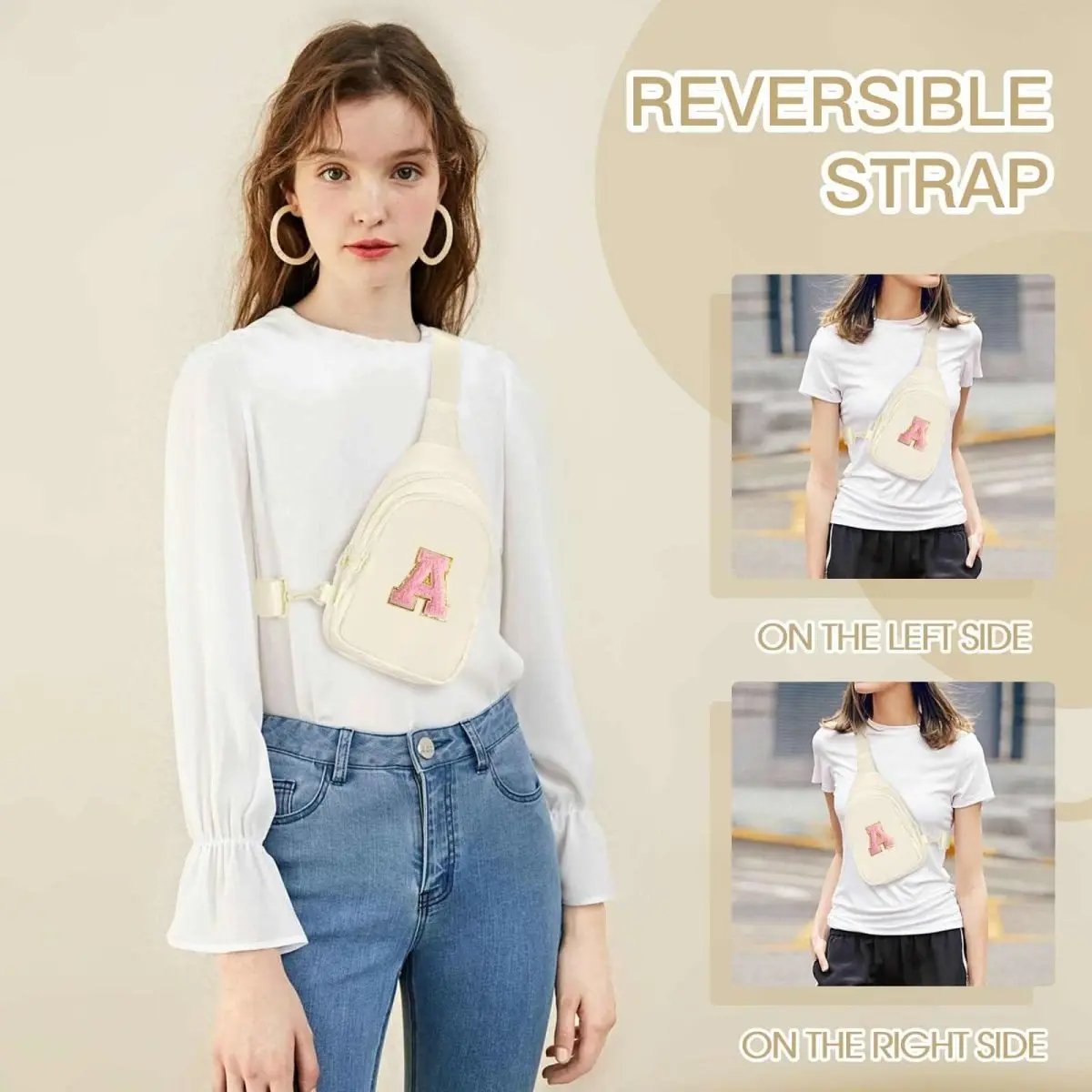 Small Initial Sling Bag Crossbody Bag Fanny Pack for Girls Women Cute Chest Bag Cross Body Bag Personalized Gift - Love Salve